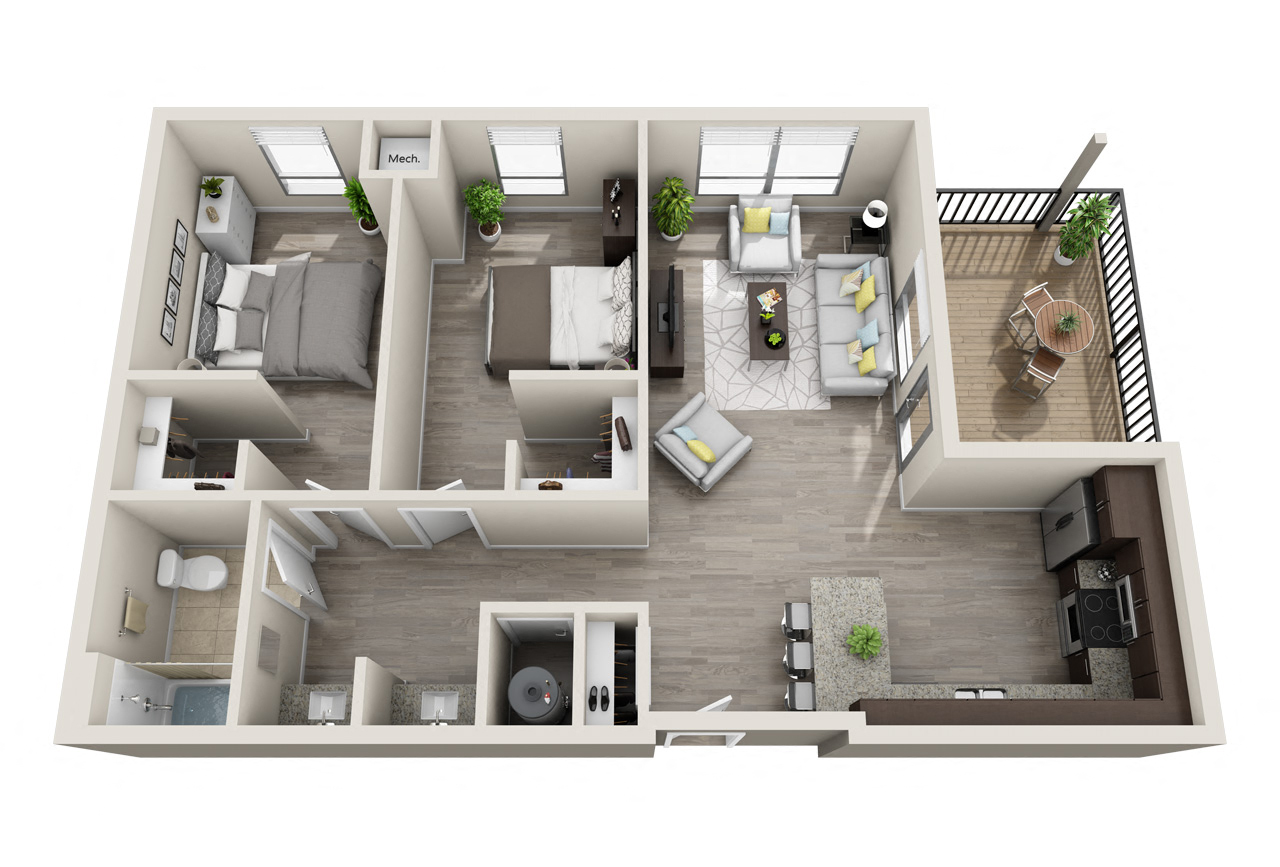Glenville CircleNorth 2 Bedroom Deluxe Floor Plan
